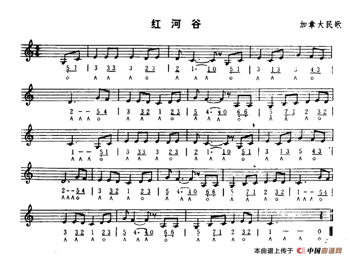 红河谷（线简谱混排版）