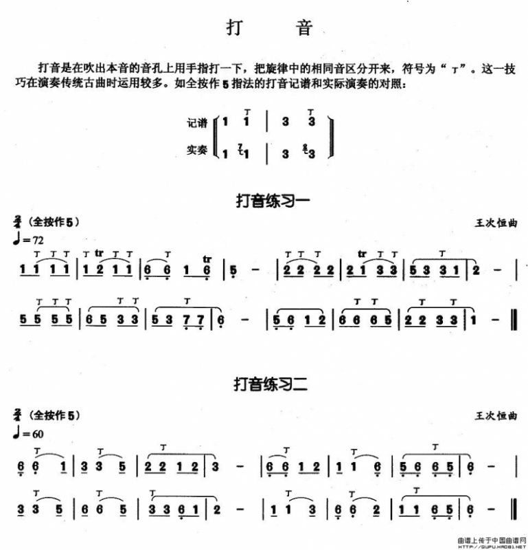 葫芦丝基本技巧练习曲——打音